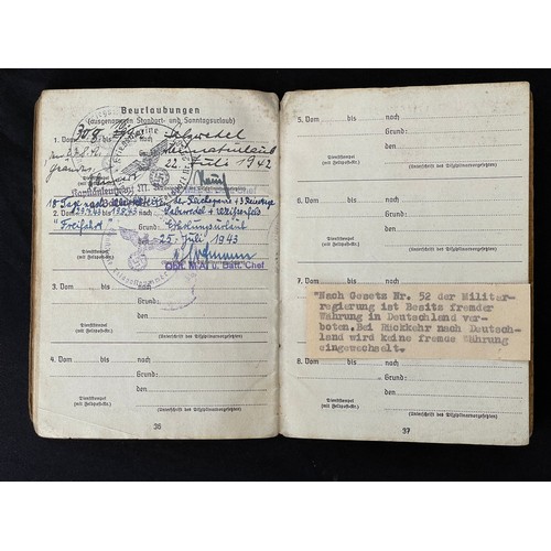 3294 - WW2 Third Reich Kriegsmarine Soldbuch to M.A. Ob. Gref. Helmet Schwed. Born 7/9/21. Served from Oct.... 