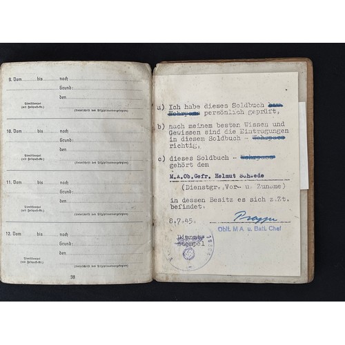 3294 - WW2 Third Reich Kriegsmarine Soldbuch to M.A. Ob. Gref. Helmet Schwed. Born 7/9/21. Served from Oct.... 