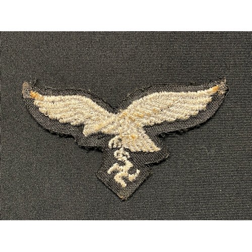 3297 - WW2 Third Reich Luftwaffe Enlisted Mans cloth cap eagle on black backing, either Luftwaffe Hermann G... 