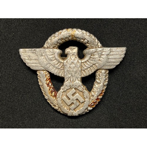 3303 - WW2 Third Reich Landwacht Auxiliary Polizei cap eagle, no makers mark and a Polizei cap eagle maker ... 