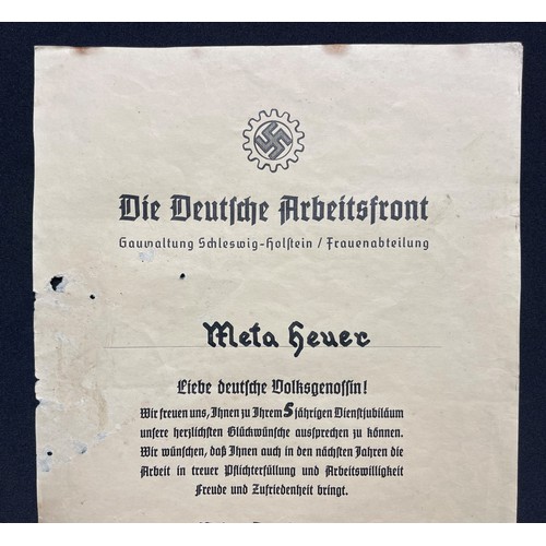 3308 - WW2 Third Reich Paperwork: Award Citation of the Mothers Cross in Bronze to Frau Berth Funk, dated 2... 