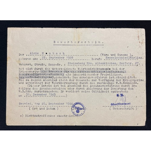 3312 - WW2 Third Reich documents to Aloysius Hermann Hombach. School certificates, vacination certificate, ... 