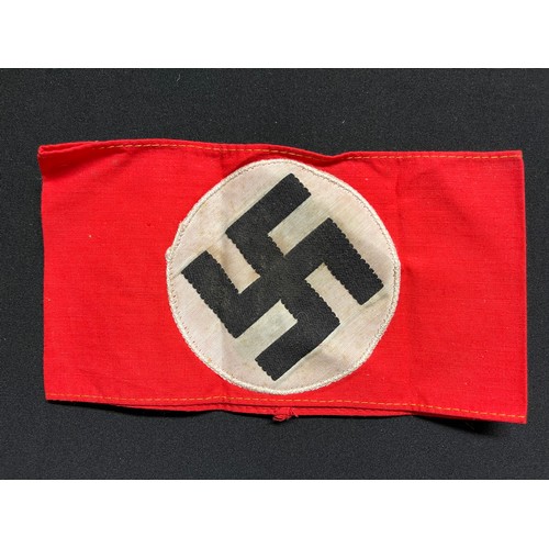 3315 - WW2 Third Reich NSDAP Armband. Multipart construction, machine woven swastika complete with paper RZ... 