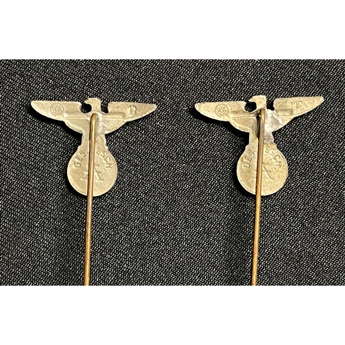 3318 - WW2 Third Reich Stick pin collection: SA stick pin maker marked  M1/24: DAF stick pin no makers mark... 