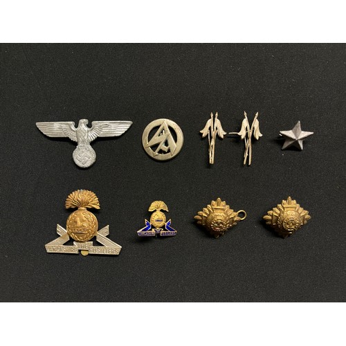 3320 - WW2 Third Reich Political Cap Eagle maker marked RZM M1/24: SA badge, maker marked RZM 22: Pair of S... 