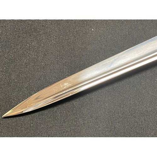 3324 - Kreigsmarine Officers Lion Head Sword with pipe backed blade 810mm in length with etched decoration ... 