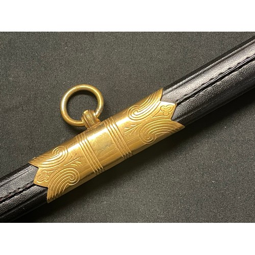 3324 - Kreigsmarine Officers Lion Head Sword with pipe backed blade 810mm in length with etched decoration ... 