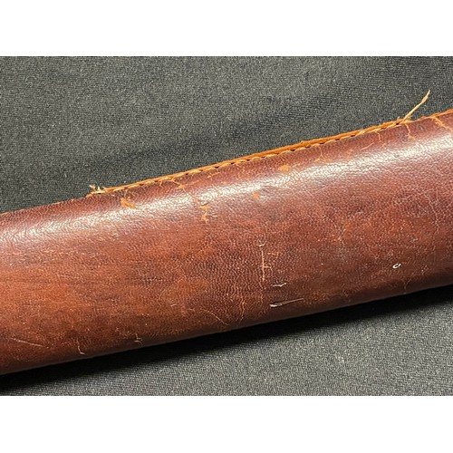 3325 - WW2 Japanese Katana . 700mm long single edged blade. Overall length 950mm. Grip has a leather cover.... 