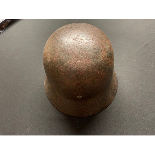 3327 - WW2 Third Reich Heer Double Decal M35 Steel Helmet. Ground dug example. Retains alloy liner band but... 