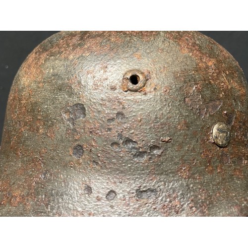 3327 - WW2 Third Reich Heer Double Decal M35 Steel Helmet. Ground dug example. Retains alloy liner band but... 