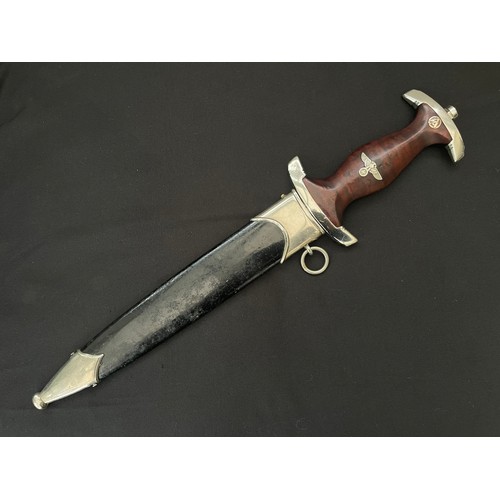 3328 - WW2 Third Reich NSKK 1933 Pattern dagger with double edged blade 224mm in length with etched 