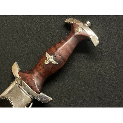 3328 - WW2 Third Reich NSKK 1933 Pattern dagger with double edged blade 224mm in length with etched 