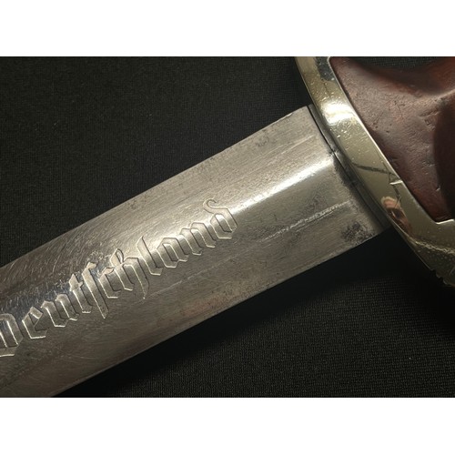 3328 - WW2 Third Reich NSKK 1933 Pattern dagger with double edged blade 224mm in length with etched 