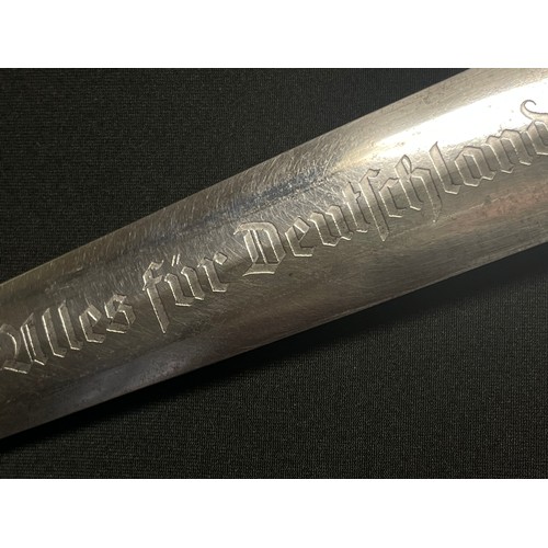 3328 - WW2 Third Reich NSKK 1933 Pattern dagger with double edged blade 224mm in length with etched 