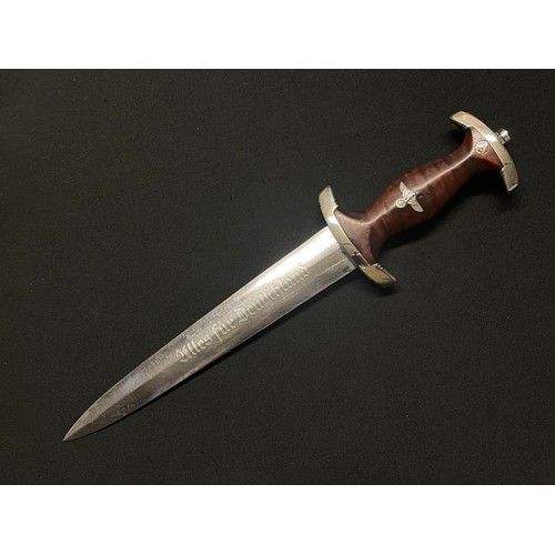 3328 - WW2 Third Reich NSKK 1933 Pattern dagger with double edged blade 224mm in length with etched 