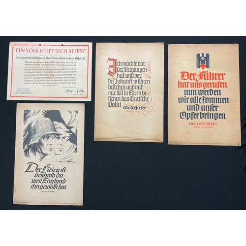 3329 - WW2 Third Reich group of three propaganda prints; a draught of a post-war social historical document... 