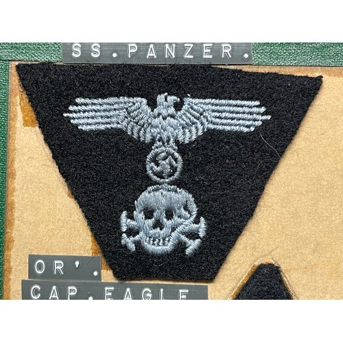 3334 - WW2 Third Reich Heer bullion wire cap eagle along with a collection of reproduction cloth SS insigni... 