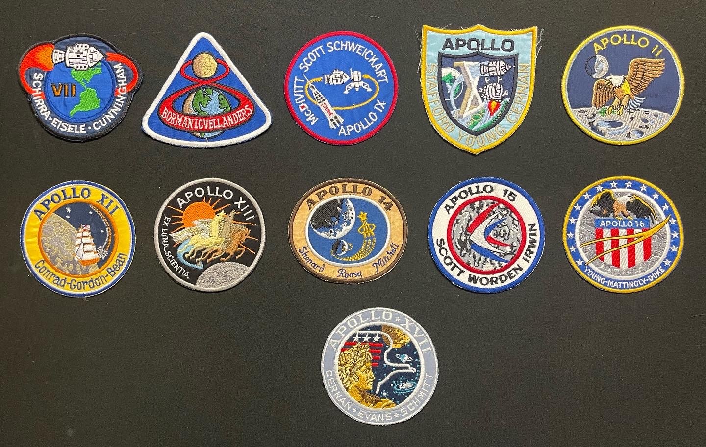 A Collection of NASA Apolo Mission Shoulder Sleeve Insignia for Apolo 8 ...