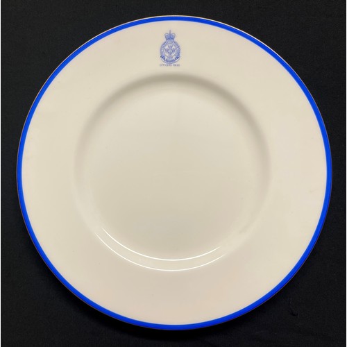 3348 - Royal Candian Air Force Officers Mess (Camp Borden) dinner plate, by Minton, with applied paper labe... 