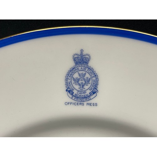 3348 - Royal Candian Air Force Officers Mess (Camp Borden) dinner plate, by Minton, with applied paper labe... 