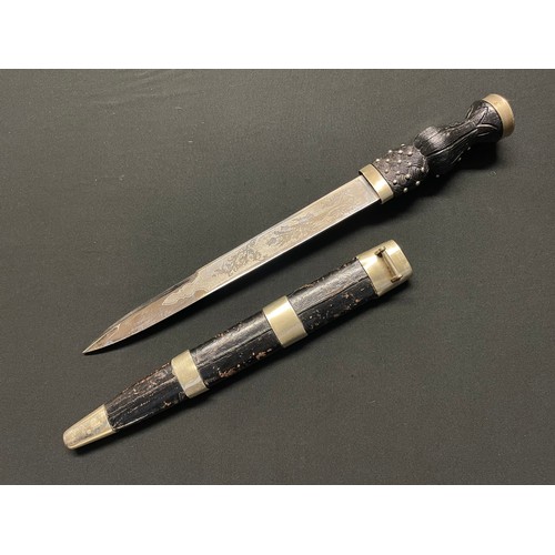 3351 - A Scottish pipers dirk with 295mm long blade maker marked 