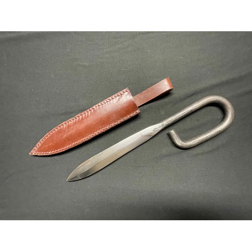 3353 - Belgian training knife with ball tip and telescopic plunger action, overall length 310mm: a Sudanese... 