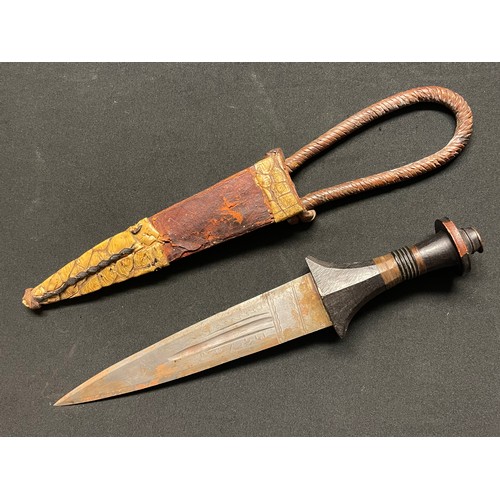 3353 - Belgian training knife with ball tip and telescopic plunger action, overall length 310mm: a Sudanese... 