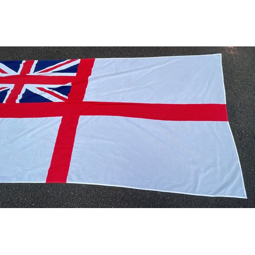 3356 - Royal Navy White Ensign complete with all fittings. Mulitpart sewn construction. Maker marked. Size ... 