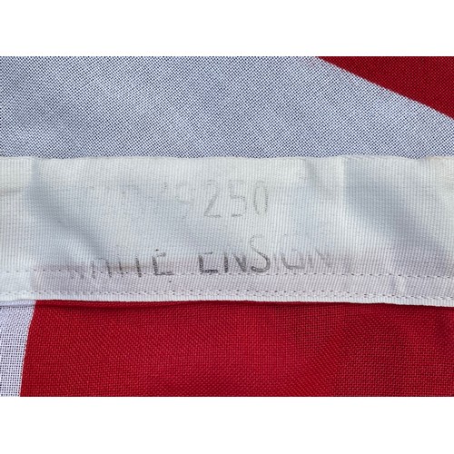 3356 - Royal Navy White Ensign complete with all fittings. Mulitpart sewn construction. Maker marked. Size ... 