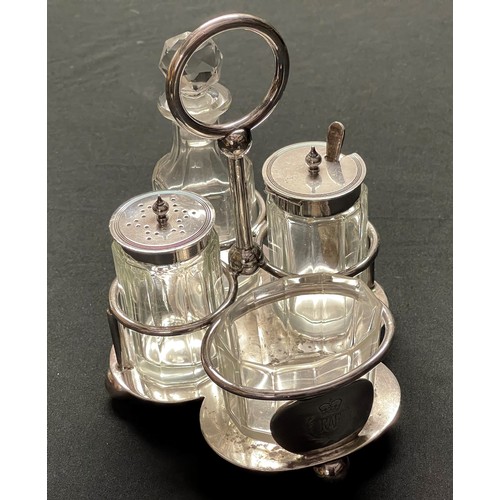 3363 - British Royal Air Force - Regimental Plate -  a silver plated mess cruet, inscribed RAF with Queens ... 