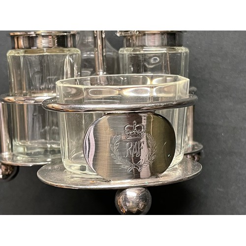 3363 - British Royal Air Force - Regimental Plate -  a silver plated mess cruet, inscribed RAF with Queens ... 