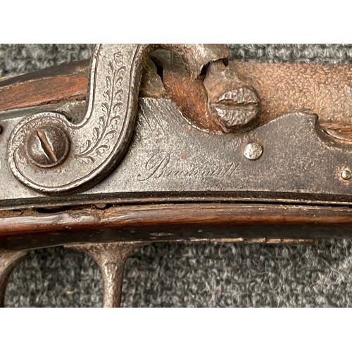 3382 - Percussion cap musket with 850mm long barrel, bore approx. 16mm, overall length 124cm. Lock is signe... 