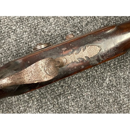 3382 - Percussion cap musket with 850mm long barrel, bore approx. 16mm, overall length 124cm. Lock is signe... 