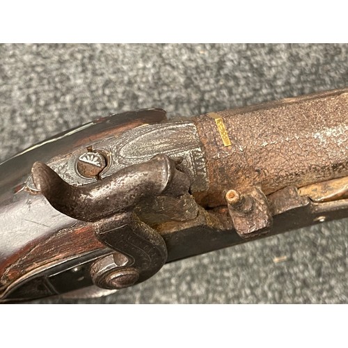 3382 - Percussion cap musket with 850mm long barrel, bore approx. 16mm, overall length 124cm. Lock is signe... 