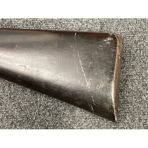 3382 - Percussion cap musket with 850mm long barrel, bore approx. 16mm, overall length 124cm. Lock is signe... 