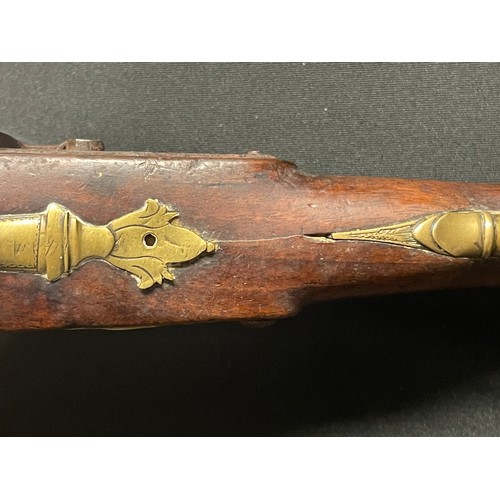 3386 - Percussion cap pistol with 190mm long barrel. Bore approx. 16mm. English Proof marks. Action will mo... 