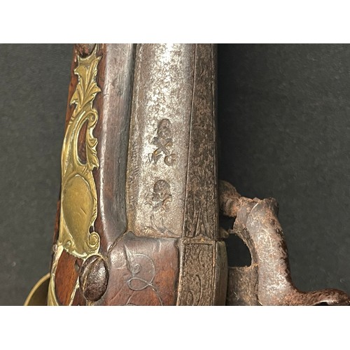 3386 - Percussion cap pistol with 190mm long barrel. Bore approx. 16mm. English Proof marks. Action will mo... 