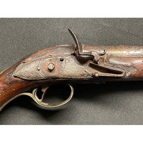 3389 - A late 18thC Flintlock officers pistol, the lock indistinctly marked, possibly 