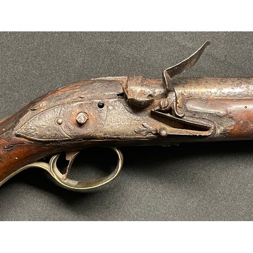 3389 - A late 18thC Flintlock officers pistol, the lock indistinctly marked, possibly 