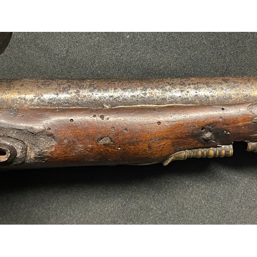 3389 - A late 18thC Flintlock officers pistol, the lock indistinctly marked, possibly 