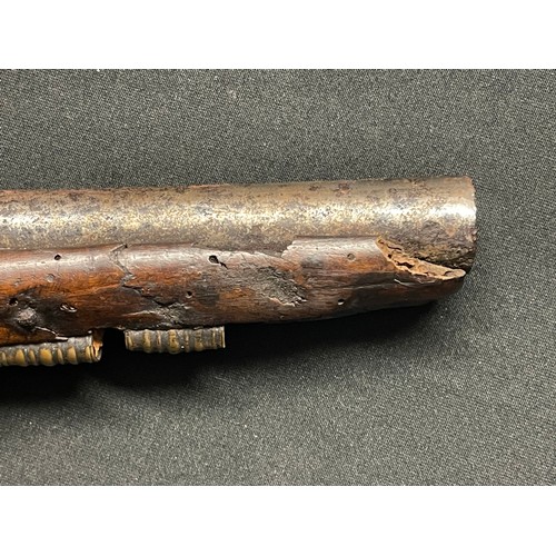 3389 - A late 18thC Flintlock officers pistol, the lock indistinctly marked, possibly 