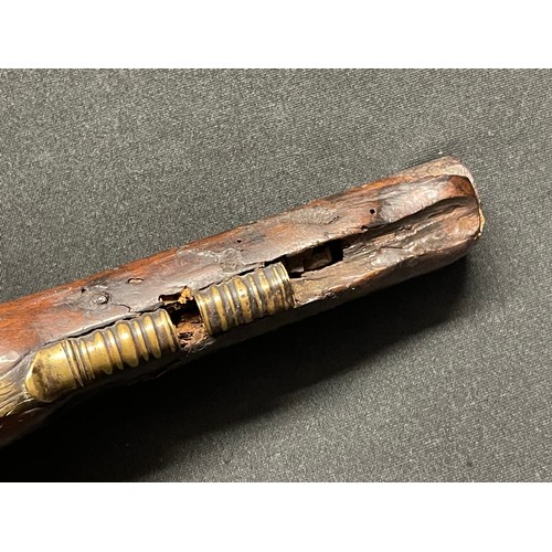 3389 - A late 18thC Flintlock officers pistol, the lock indistinctly marked, possibly 