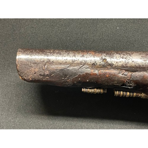 3389 - A late 18thC Flintlock officers pistol, the lock indistinctly marked, possibly 