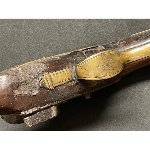 3389 - A late 18thC Flintlock officers pistol, the lock indistinctly marked, possibly 