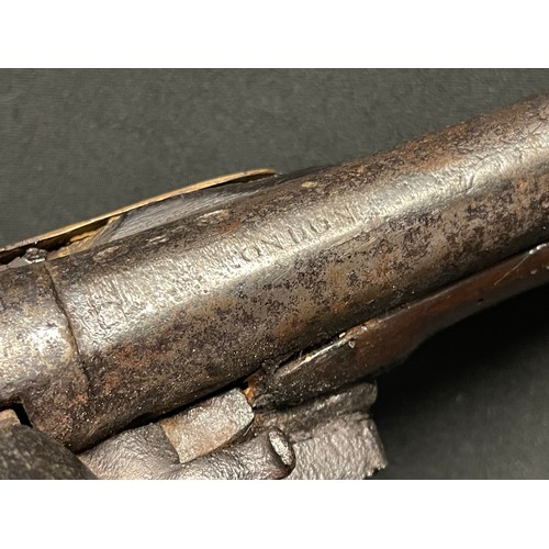 3389 - A late 18thC Flintlock officers pistol, the lock indistinctly marked, possibly 