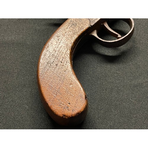 3394 - Percussion Cap Pocket Muff Pistol with 75mm long barrel, bore approx. 11mm, overall length 180mm. Wo... 