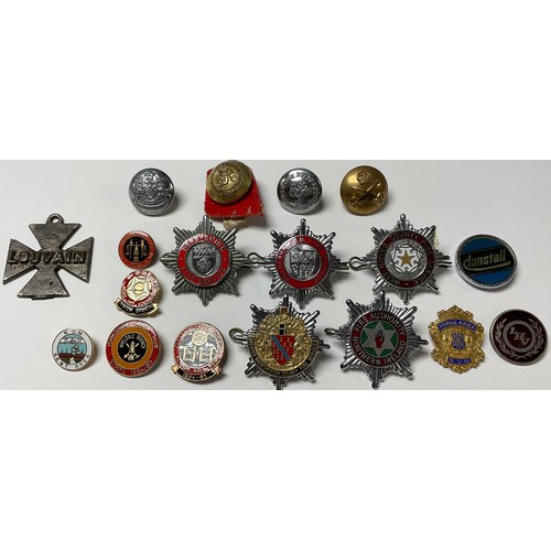 483 - Buttons, badges and metal ephemera: Iron Great War ant-German cross patée with loop, marked ‘Louvain... 