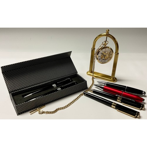 491 - Pens - a Cross fountain pen and biro set, boxed; a Scrivener pen, another, other Cross biro type pen... 