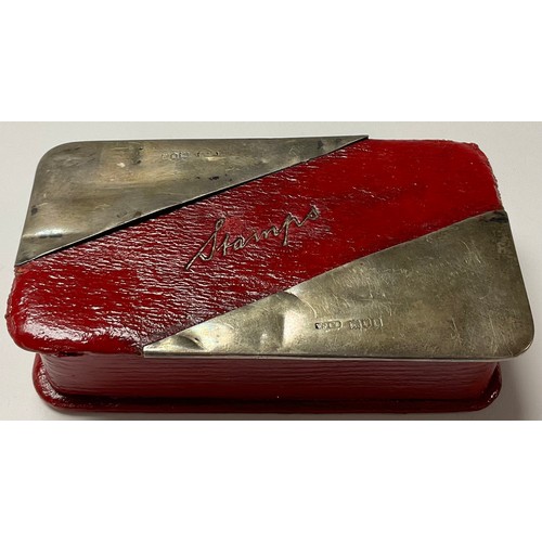 530 - An Edwardian red Morocco leather rounded rectangular 