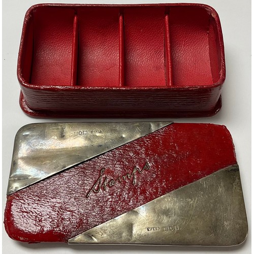 530 - An Edwardian red Morocco leather rounded rectangular 